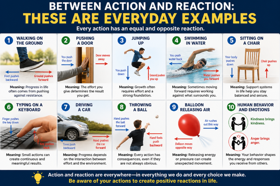 Between Action and Reaction Everyday Examples and Their meaning