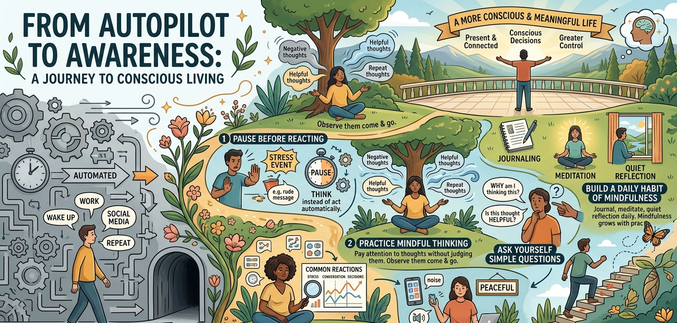 How to Stop Living on Autopilot and Become Aware of Your Thoughts